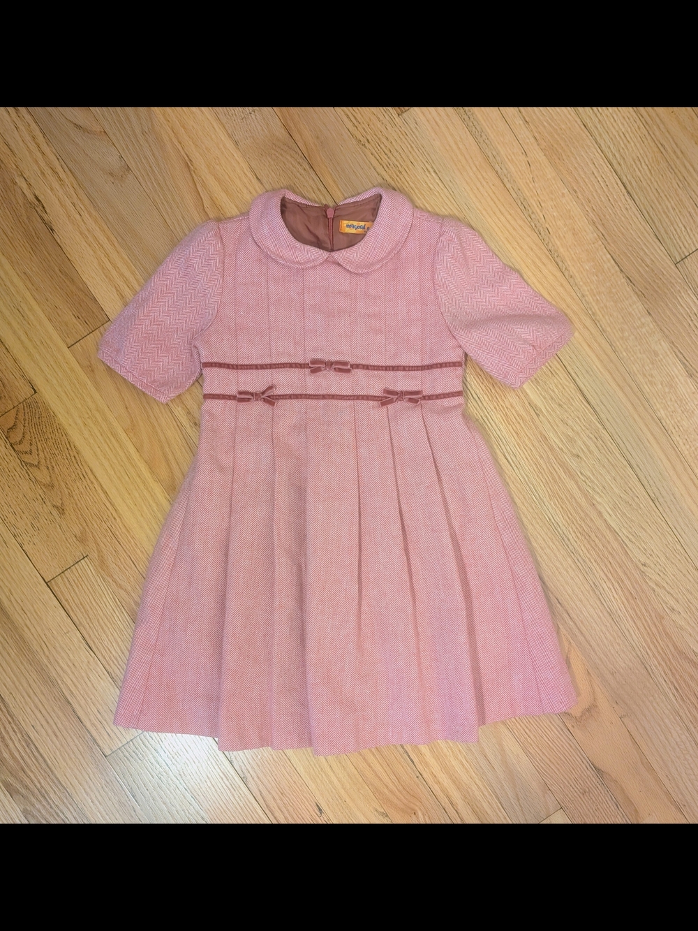 🩷 Mayoral Girls Pink Herringbone Dress Size 6